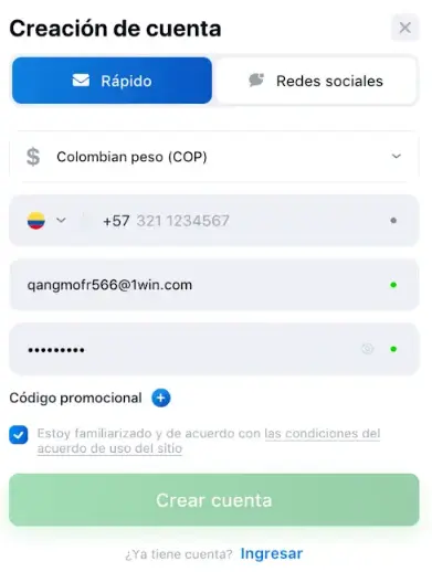 Creación cuenta 1win Creación cuenta 1win
